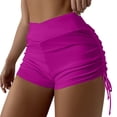 thumbnail image 1 of CIENVNSTG Women High Waisted V Cut Side Tie Bottoms Drawstring Ruched Bathing Suit Board Shorts Boy Shorts Hot Pink XL, 1 of 4