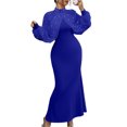 thumbnail image 1 of CIENVNSTG Women Long Dress Embroidered Stand Collar Stretch Slim Maxi Gown Female Autumn Party Sheath Dresses Royal Blue M, 1 of 4