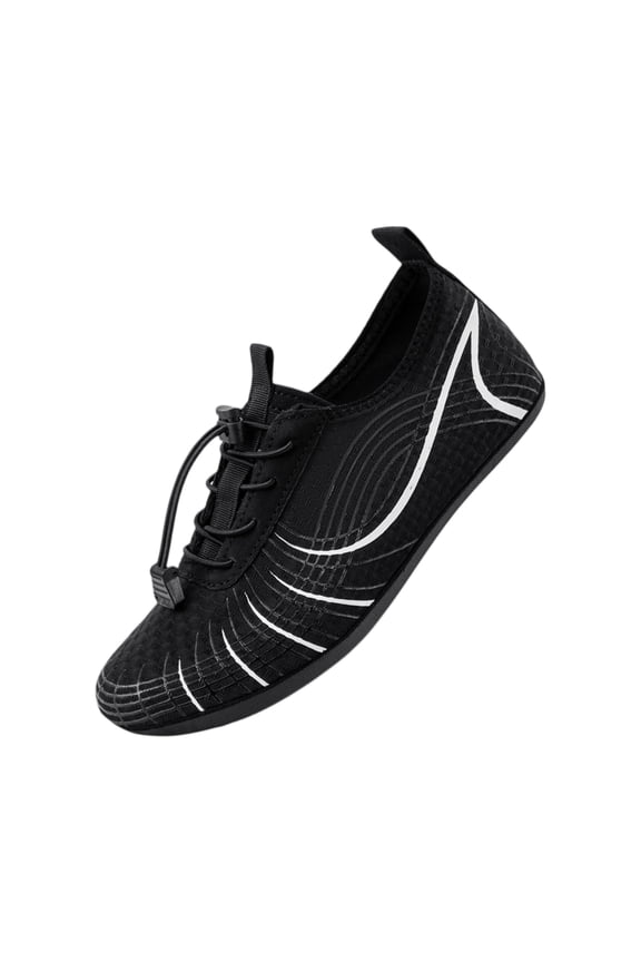 Women Men Thickened Rubber Sole Wading Shoes Fashion Stripe Print Quick Lace Up Non Slip Quick Dry Breathable Beach Socks for Swimming and Surf White 36