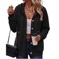 thumbnail image 1 of CIENVNSTG Women'S Fashion Hoodies & Sweatshirts Button Front Hooded Sweatshirt Loose Fit Casual Fleece Jacket With Pockets Black L, 1 of 1