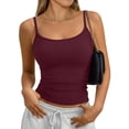 thumbnail image 1 of CIENVNSTG Women Spaghetti Strap Tank Tops Strap Cami Slim Fit Summer Going Out Camisole Non See-Through Wine S, 1 of 5