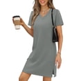 thumbnail image 1 of CIENVNSTG Women V-Neck Sampeel Dresses Sundresses Fashion Clothing Summer Casual Business Elegant Classy Work Clothes Vacation Dress 2026 Light Gray XL, 1 of 6