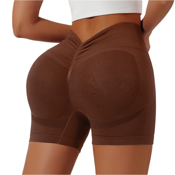 CIENVNSTG Women Workout Impact Shorts Scrunch Butt Lifting Gym Seamless Booty Biker Shorts High Waisted Tummy Control Gym Yoga Shorts Coffee XL