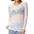 thumbnail image 1 of CIENVNSTG Women's Basic Long Sleeve Mesh Tops-Sheer See-Through Bodycon Blouses Perfect for Clubwear White L, 1 of 8