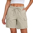 thumbnail image 1 of CIENVNSTG Women's Bermuda Cargo Shorts Straight Leg Drawstring Elastic Waist Loose Cargo Short Lightweight Athletic Golf Outdoor Summer Short with Pockets Khaki XXL, 1 of 6
