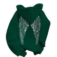 thumbnail image 1 of CIENVNSTG Women's Casual Pullover Hoodies Y2K Wings Sequin Decor Glitter Back Design Fashion Tops Holiday Style Sweatshirts Suitable for Daily Leisure and Outdoor Gatherings Dark Green M, 1 of 4