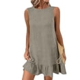 thumbnail image 1 of CIENVNSTG Women's Denim Dress ound Neck Sleeveless Button Back Ruffle Short Ruffle Edge Jean Dresses Summer Tank Dress XL, 1 of 5