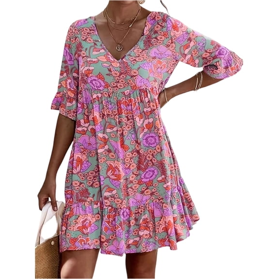 CIENVNSTG Women's Fashion A-Line Summer Dress - Casual Flowy Dress for Everyday Wear