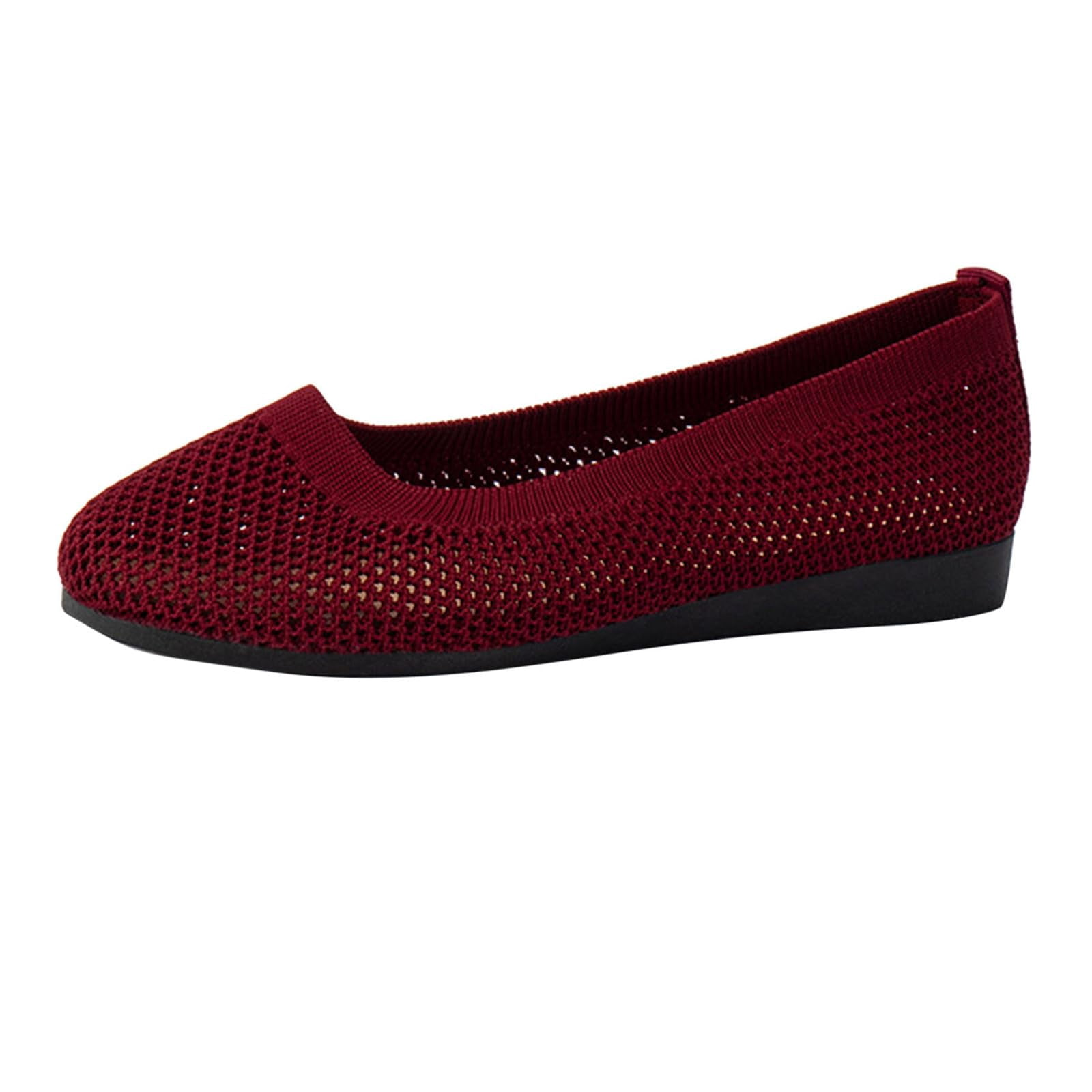 CIENVNSTG Women's Knit Flat Casual Shoes Solid Color Breathable Mesh ...