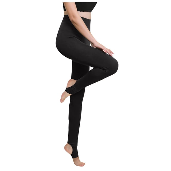 CIENVNSTG Women's Leggings Winter Warm Thicken Tights Tummy Control High Waist Casual Every Day Footless Leggings for Leg Support Black L