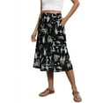 thumbnail image 1 of CIENVNSTG Women's Midi Skirts Summer Elastic Waist Printed/Solid Flowy Skirts Trendy Pleated Boho Flowy A-Line Summer Midi Skirt with Pockets Dark Gray 2XL, 1 of 7