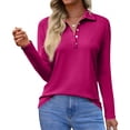thumbnail image 1 of CIENVNSTG Women's Polo Shirts Long Sleeve Button Down Golf Shirt Lightweight Breathable Lapel Collar Henley Shirts Solid Color Versatile Basic Shirts Purple XXL, 1 of 4