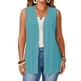 thumbnail image 1 of CIENVNSTG Women's Sweater Vest Plus Size Sleeveless Lightweight Open Front Knit Cardigan Casual Loose Sweaters with Pockets Sky Blue L, 1 of 5