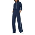 thumbnail image 1 of CIENVNSTG Womens 2 Piece Outfits Sweatsuits Fall Full Zip Sweatshirts Workout Pants Matching Lounge Sets Tracksuits 2026 Navy L, 1 of 5