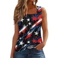 thumbnail image 1 of CIENVNSTG Womens 4th of July Independence Day Tank Tops Square Neck Sleeveless Tie Dye USA Flag Print Casual Loose Vest Navy L, 1 of 5