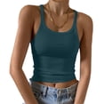 thumbnail image 1 of CIENVNSTG Womens Basic Solid Ribbed Knit Cami Shirts Slim Fitting Scoop Neck Sleeveless Silhouette Tank Top for Summer Daily Casual Dressing Cyan L, 1 of 5
