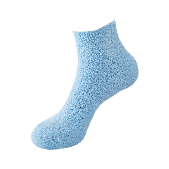 CIENVNSTG Womens Fuzzy Cozy Slipper Socks Warm Fluffy Winter Cozy Thick Plush Slipper Home Sleeping Comfy Crew Plush Socks Blue