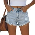 thumbnail image 1 of CIENVNSTG Womens Mid-High Waisted Jean Shorts Ripped Cutoff Denim Shorts Stretchy Summer Short Pants Casual Distressed 2026 Summer Clothes with Pockets Light Blue 2XL, 1 of 6