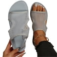 thumbnail image 1 of CIENVNSTG Womens Open Toe Flat Sandals Slingback Elastic Back Strap Breathable Mesh Hollow Out Design for Summer Beach Travel Casual Walking Wear Gray 36, 1 of 6