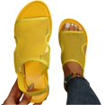 thumbnail image 1 of CIENVNSTG Womens Open Toe Flat Sandals Slingback Elastic Back Strap Breathable Mesh Hollow Out Design for Summer Beach Travel Casual Walking Wear Yellow 43, 1 of 6
