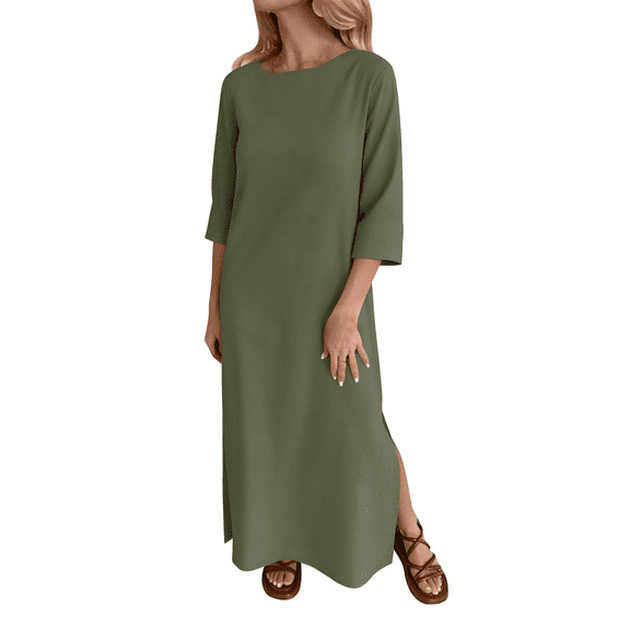 CIENVNSTG Womens Sleepwear Pajamas Half Sleeve Bathrobes Loose Nursing Dress Long Robe Nightgown Nighties Loungewear Army Green XL