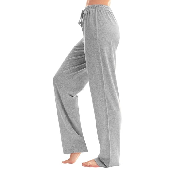 CIENVNSTG Womens Solid Color Pajama Pants Soft Comfy Wide Leg Bell Bottom Full Length Trousers Elastic Drawstring Waist Versatile for Casual Lounge and Sleep Wear Gray S