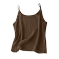 thumbnail image 1 of CIENVNSTG Womens Solid Color Spaghetti Strap Camisole Cotton Linen Material Loose Fit Lightweight Sleeveless Tank Tops for Summer Daily Inner Wear Coffee XL, 1 of 5