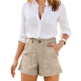thumbnail image 1 of CIENVNSTG Womens Wide Leg Bermuda Shorts Cotton Linen Dressy Beach Summer Dress with Pockets Khaki S, 1 of 8