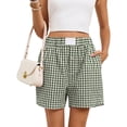 thumbnail image 1 of CIENVNSTG Womens Y2k Pajama Shorts Elastic Boxers Lounge Streetwear Green 2XL, 1 of 5