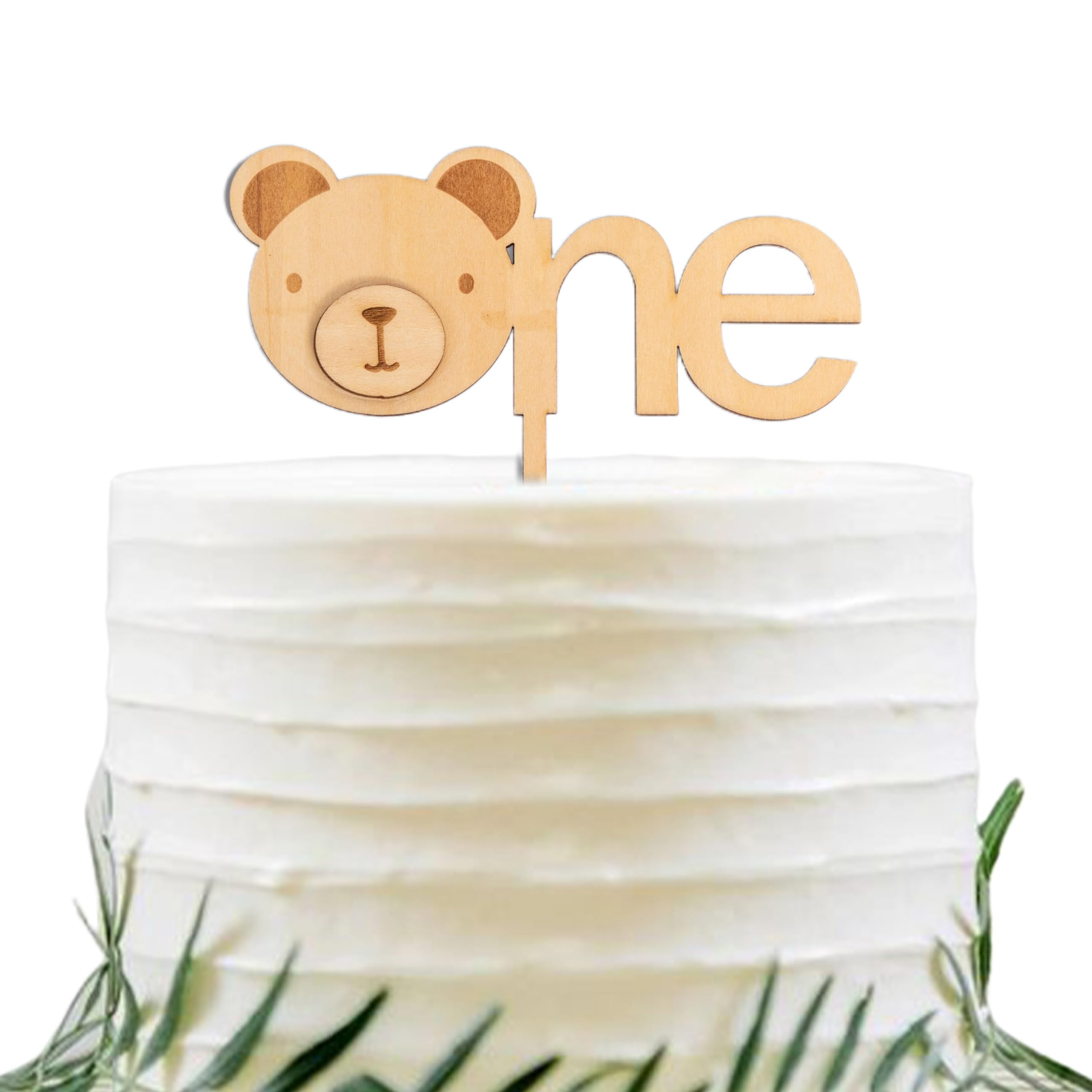 Daisy Wooden Cake Topper - Number 1 First Birthday Decoration With Flowers For Girls, Natural Finish