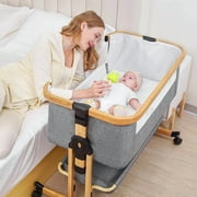CIESMSI Baby Bassinet Bedside Sleeper Crib for 0-6 Months Unisex 3 in 1 Height Adjustable Newborn Bassinet with Wheels
