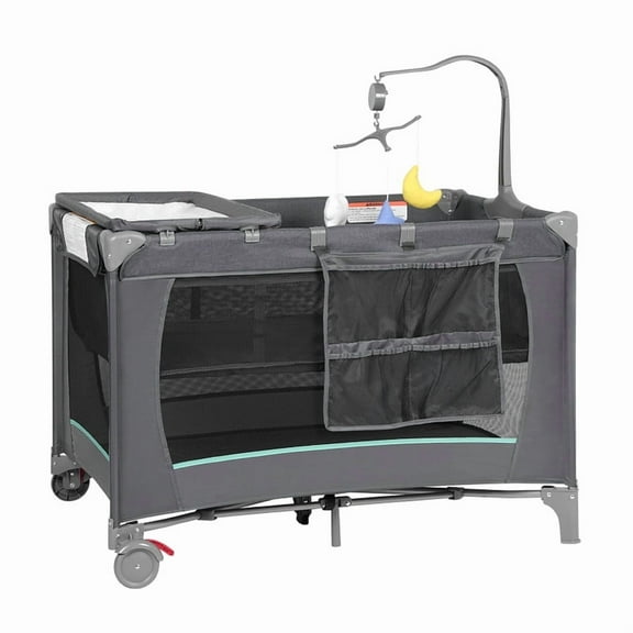 CIESMSI Baby Bassinet Bedside Sleeper with Diaper Changer,Baby Playard,Bed Side Crib for 0-6 Months Gray