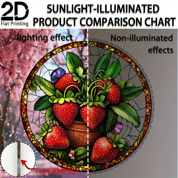 CIFbuy 8x8 Inch Strawberry Acrylic Sun Catcher Wall Decor Hanging Window Art Farmhouse Home Gift