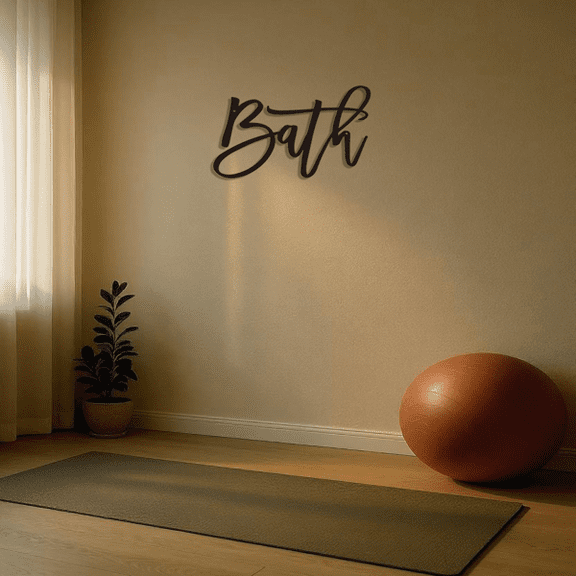 CIFbuy Bath Metal Wall Art Sign Elegant Script Word Decor for Bathroom, Spa & Home | Minimalist Iron Letter Wall Sculpture