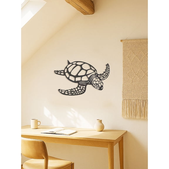 CIFbuy Elegant Metal Sea Turtle Wall Art - Beach Coastal Decor, Durable Metal Sculpture for Living Room, Bedroom, Bathroom, Patio - Chic Home Accent