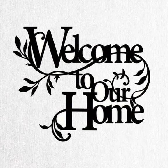 CIFbuy Entryway Home Decor Iron Welcome to Our Home Floral Pattern Wall Art