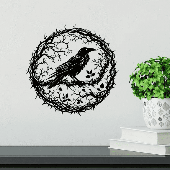 CIFbuy Gothic Black Crow Wall Art Vintage Industrial Bird Silhouette Wall Decor for Living Room Bedroom(TikTok, temu pick-up service)