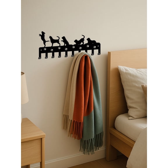 CIFbuy Metal Animal Hook Rack: Organize Entryways, Bathrooms, Bedrooms. Durable Wall Storage for Keys, Towels, Coats. Nature-Inspired Tree Branch Design with Puppy, Bear, Deer.