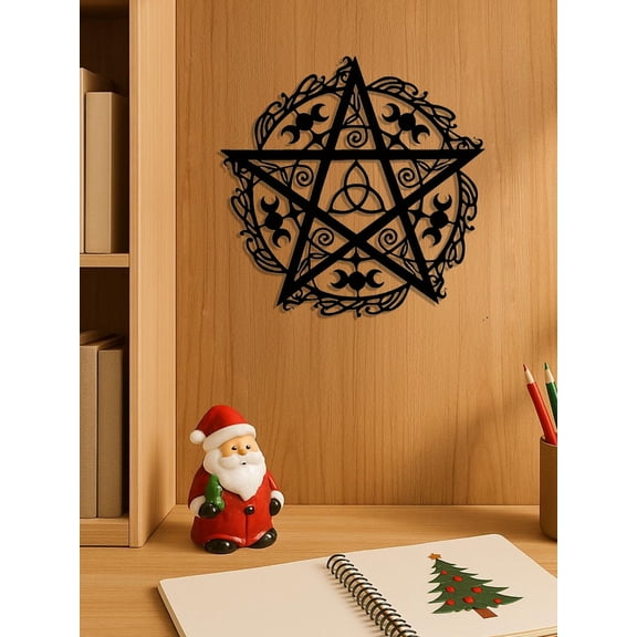 CIFbuy Pentagram Triple Moon Iron Wall Art Sculpture, Unique Metal Wall Decor