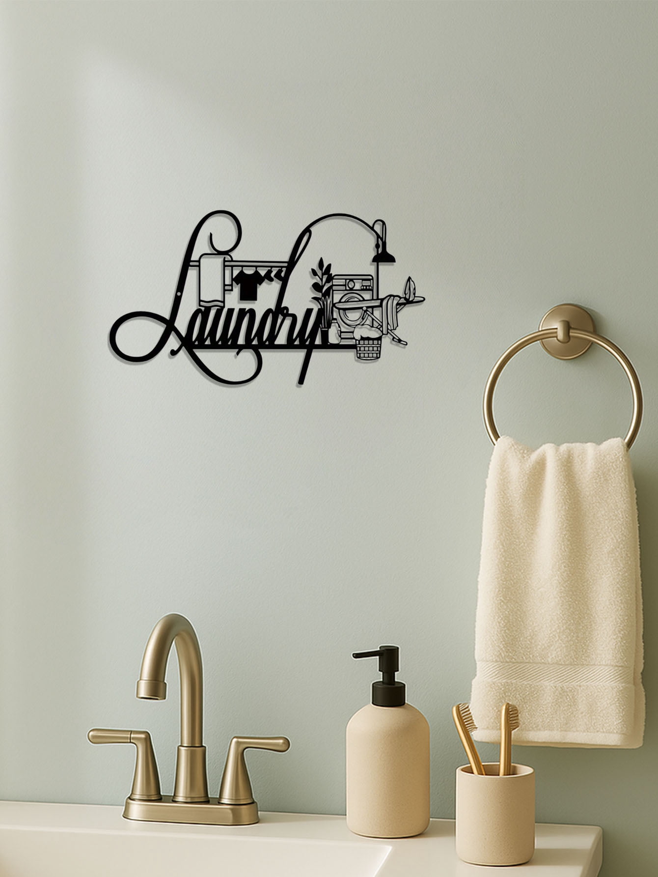 CIFbuy Rustic Farmhouse Metal Laundry Room Sign with Animal Hooks ...