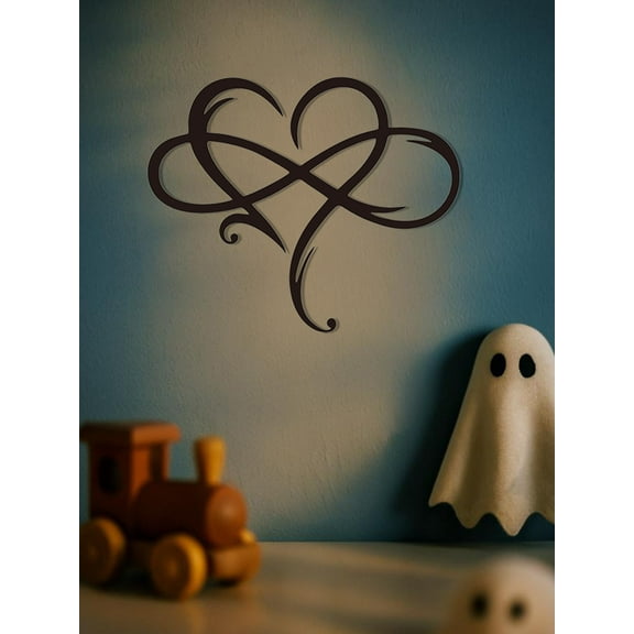 CIFbuy Stunning Iron Artfully Crafted 1pc Infinity Heart Metal Wall Art - Timeless Sculpture Symbolizing Eternal Love, Elevates Home Decor with Elegant Love-themed Design - Wall Sculptures.