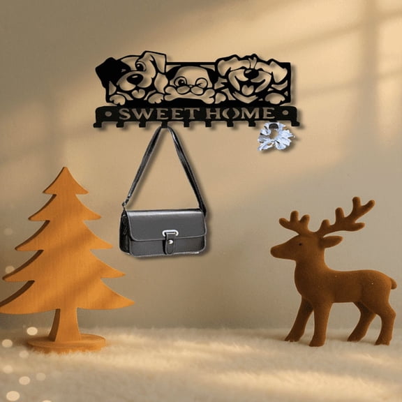 CIFbuy Sweet Home Dog & Cat Metal Wall Hook Cute Animal Silhouette Key Holder | Decorative Iron Organizer for Entryway, Kitchen & Living Room