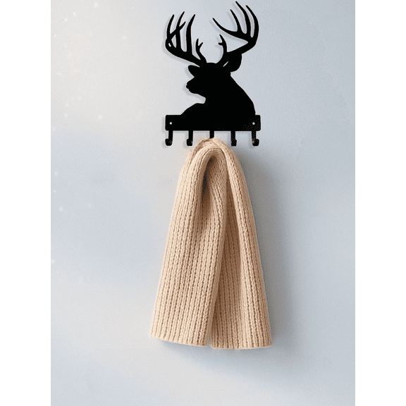 CIFbuy Vintage Wall Mounted Shelf Coat Rack Wooden Antelope Head Hooks for Entryway Living Room