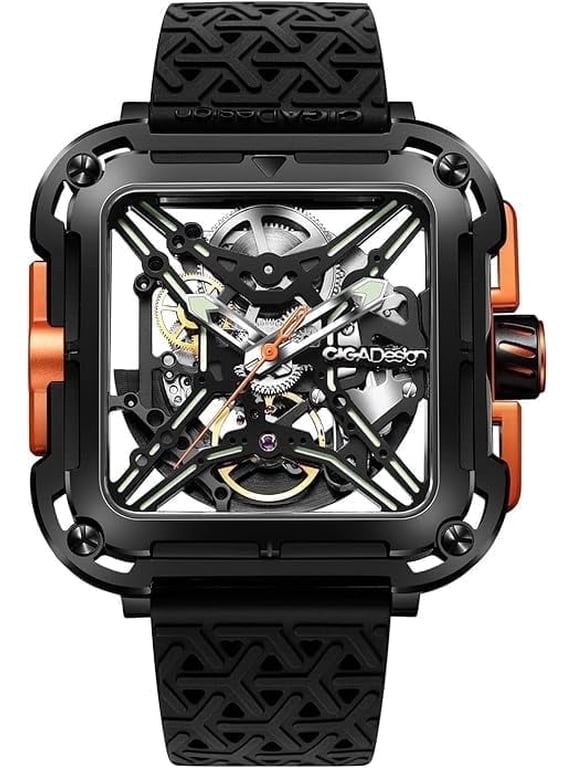 Mechanical Automatic Watch X Series SUV Inspired Anti-Shock Design Sapphire Crystal Analog Skeleton Watches with Silicone and Nylon Strap Fashion Wrist Accessories Gifts for Men and Women