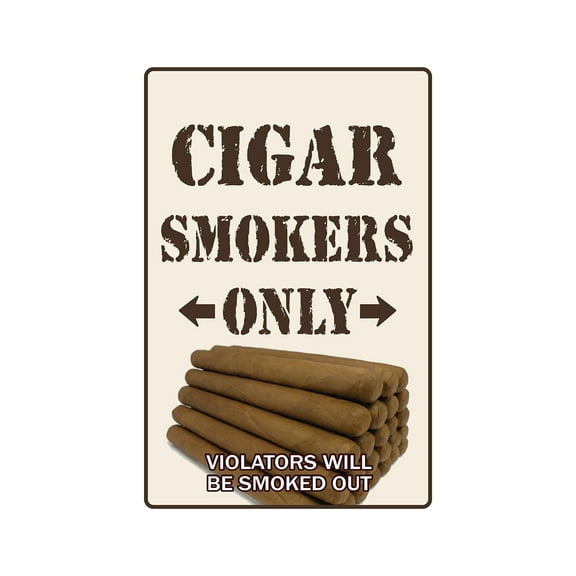 CIGAR SMOKERS ONLY Aluminum Sign room shop humidor Cuban cutter lighter bar smoke lover | Indoor/Outdoor | 10" Tall