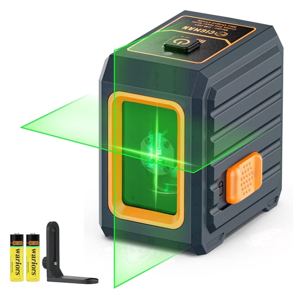 CIGMAN Green Cross Line Laser Level, 100 ft,Pulse Mode, IP54, AA Battery Powered, Shockproof ABS Housing,Working Range for Home Improvement