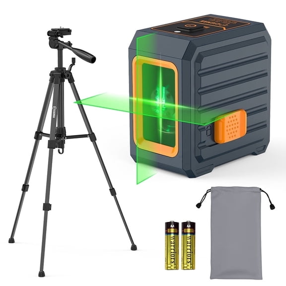 CIGMAN Laser Level with 36.6 in. 100 ft .Adjustable Tripod, Green Cross Line Laser Level, Pulse Mode, IP54, AA Battery Powered, Shockproof ABS Housing