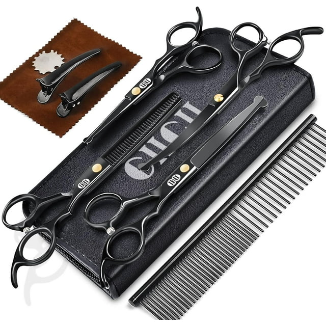 CIICII Dog Grooming Scissors Kit, 10In1 Professional Pet Grooming