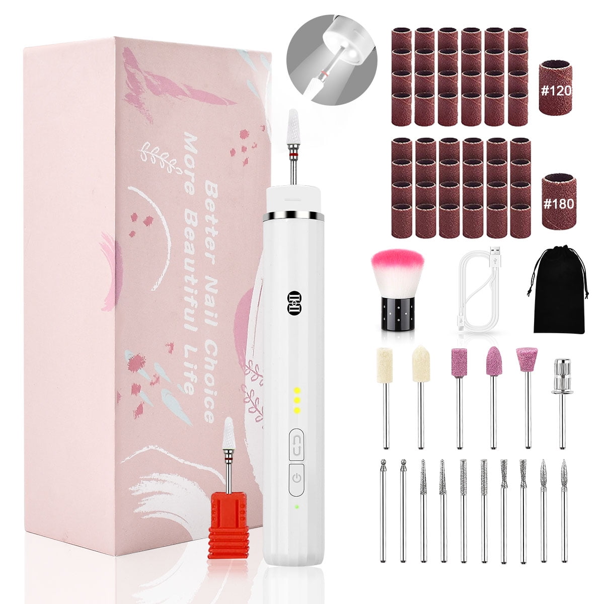 CIICII Professional Wireless Nail Drill Kit, USB Rechargeable Battery