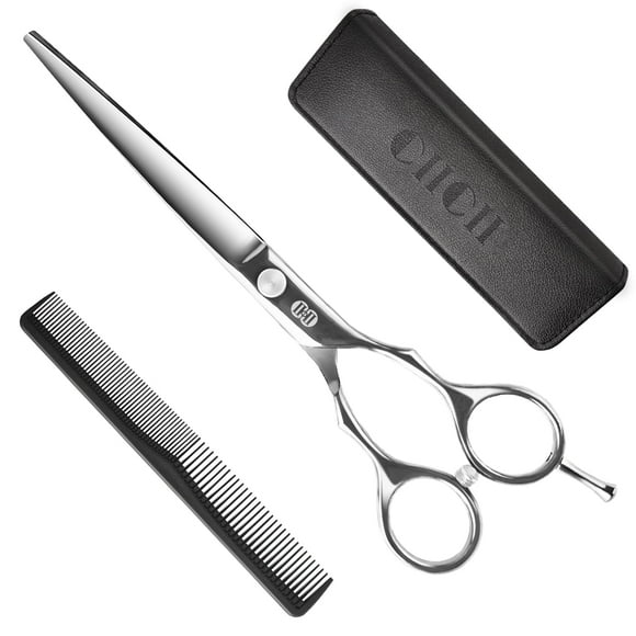 CIICII Hair Cutting Scissors,6.5 Inch 5 Pcs Professional hair cutting Set ,Thinning Shears Kit, Grooming Haircut Kit,Right Left Handed Barber Scissors- Silver